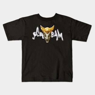 gold skull scream halloween artwork Kids T-Shirt